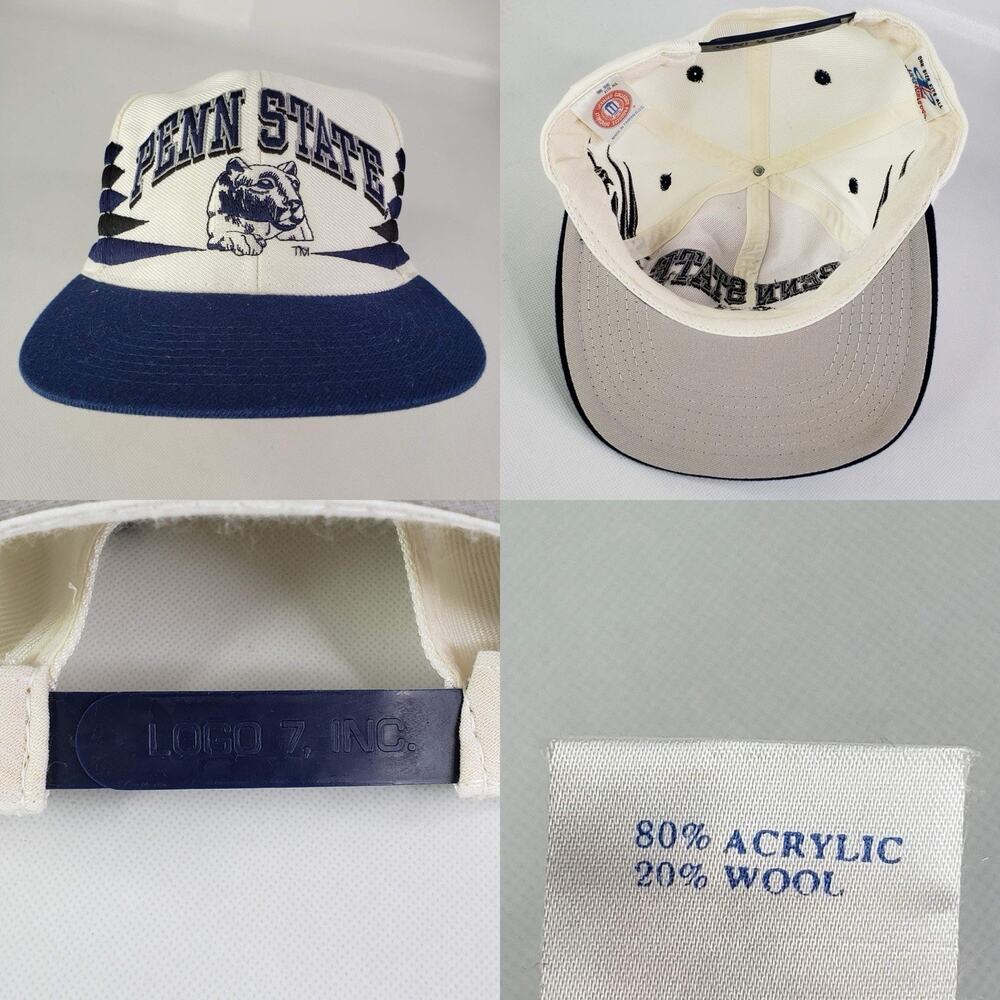 Vintage Penn State Nittany Lions Hat Cap Snapback 90s Logo Athletic Diamond Cut